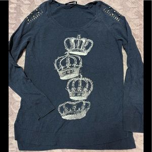 Rock & Republic Studded Crown Sweater sz L